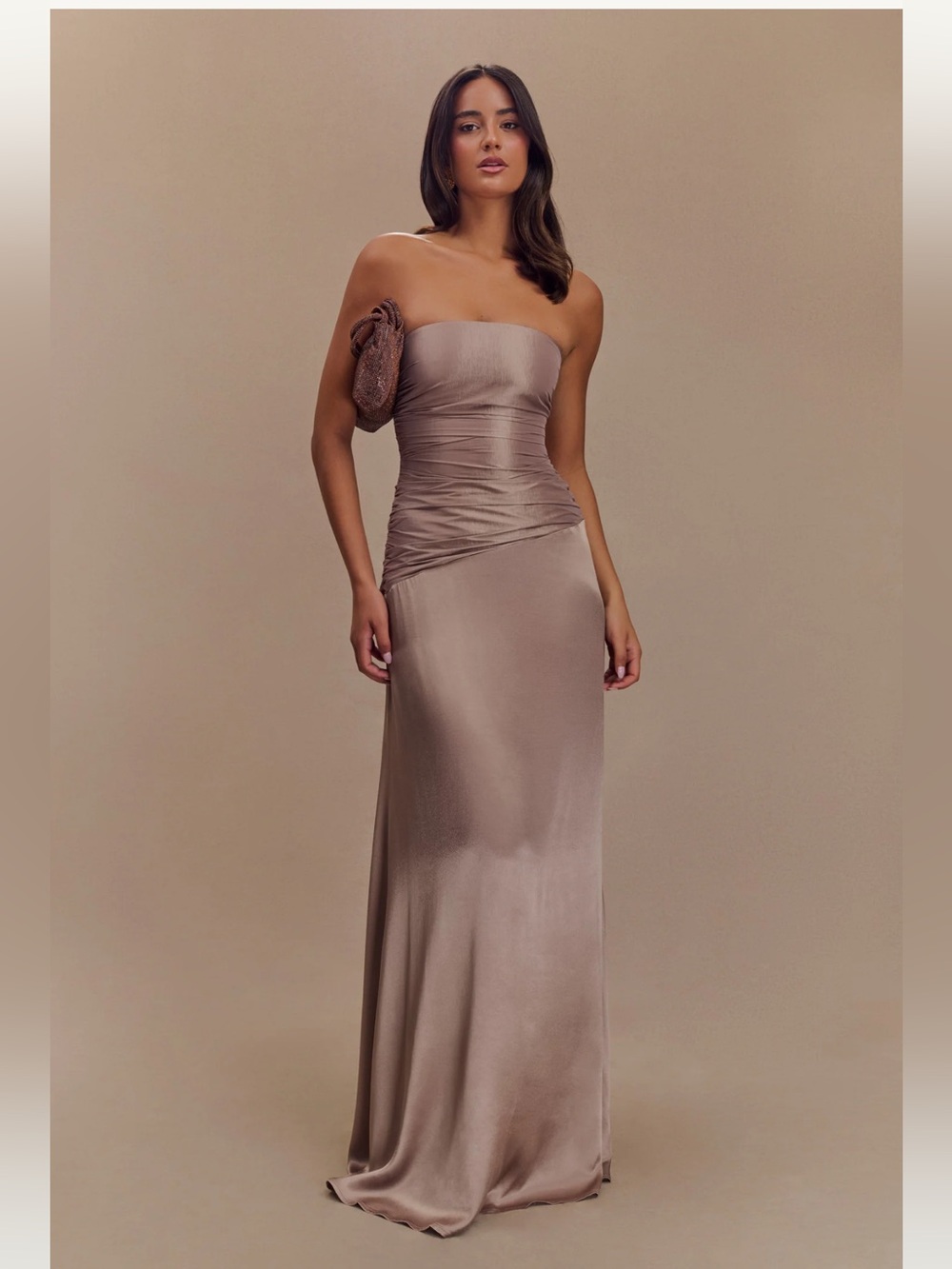 NWT MESHKI Evening Gown in Taupe
